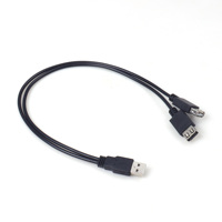 Kabel Dual USB-Kabel Schützen Sie mehrere USB-Ladegeräte Y-Kabel Splitter 1 Buchse 2 Stecker USB 2.0 Ein Stecker auf zwei Buchse PVC Schwarz 20CM