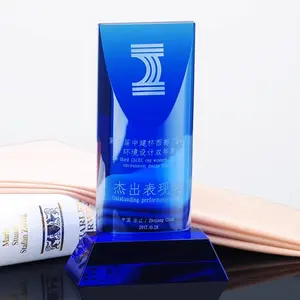 Jadevertu 3D激光雕刻标志水晶玻璃奖杯玻璃商业礼品奖杯制造商奖