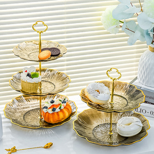 Luxury Fruit Platter 3 Tier Plastic Dessert Stand For Living Room Coffee <b>Table</b> Snack Candy Display New Chinese Style - Product Image 5