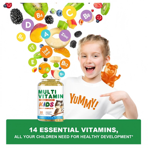 어린이용 종합 비타민 구미, 14가지 비타민과 미네랄 함유, 면역 지원, 채식주의자에게 적합 - Product Image 4