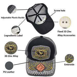 <span class=keywords><strong>Gorra</strong></span> de Béisbol Snapback con Logo Metálico 3D Estilo Occidental a la Moda en Mezclilla, Lona, Jersey y Malla Tipo Camionero para Pesca al Aire Libre, Playa y Camuflaje - Product Image 6