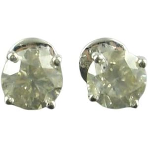 Pendientes de Diamantes Jewelspaark, 2.07 Ct, Corte Redondo, Color I-J, Claridad I2-I3, Oro Blanco de 14K, Engaste de Garras, para Compromiso - Product Image 1