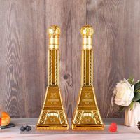 Bouteille de vin personnalisée en verre cristal en forme de tour de 500 ml, fabriquée en Chine, avec bouchon en liège