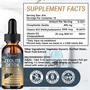 OEM Label pribadi Zeolite detoks cairan tetes dengan <span class=keywords><strong>Vitamin</strong></span> <span class=keywords><strong>D</strong></span> dan <span class=keywords><strong>B12</strong></span> suplemen untuk fungsi imun dan fokus dukungan - Product Image 2