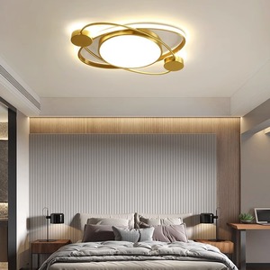 Lámpara de Techo LED de Estilo Nórdico, Totalmente en Cobre, Ultrafina, de Lujo, para Dormitorio/Estudio, con Atenuación Creativa y Protección Ocular - Product Image 1