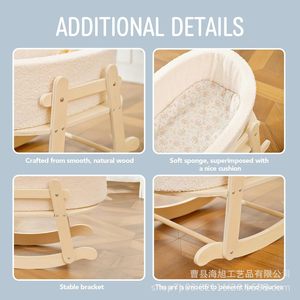 Cuna de madera para bebé con base oscilante de 0 a 6 meses, estilo escandinavo, para recién nacidos - Product Image 4