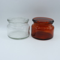 Camett Bernsteinfarbenes Glas-Kerzenglas 300/400/500ml Stumpenförmiger Halter mit Silbernem Metalldeckel für Weihnachten