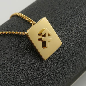 Lincy all'ingrosso moda PVD 18K oro 12 segno zodiacale 3D ciondolo quadrato in acciaio inox cubano collana a catena per le donne uomini gioielli - Product Image 6