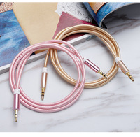 Câble audio tressé en nylon 3,5 mm mâle-mâle compatible avec autoradio et home cinéma, câbles audio Jack-Jack pour lecteur DVD