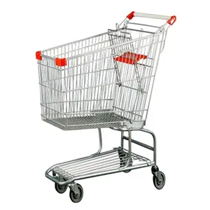 América tipo 60L Folding metal carrinho de compras push cart usado para supermercado