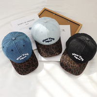 Topi Wanita 2026 Motif Leopard Mewah Modis 100% Katun, Dapat Disesuaikan, Berkualitas Tinggi, Bordir Huruf, Bahan Denim