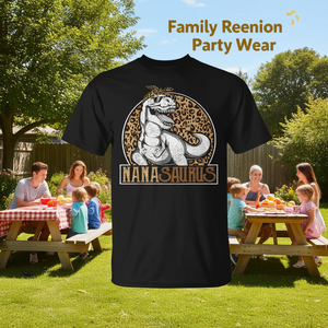 T-shirt Dinosaure Nanasaurus pour Adulte Unisexe, Col Rond, Manches Courtes, Impression Sérigraphique, Idéal pour Réunions de Famille et Tenues de Fête - Product Image 3