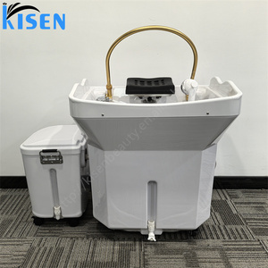 เก้าอี้สระผมแบบไม่ใช้ท่อ KISEN รุ่นขายดีที่สุด เฟอร์นิเจอร์เตียงสระผมหรูหราสำหรับร้านเสริมสวย อ่างสระผมแบบพกพาสำหรับใช้ในร้านเสริมสวย - Product Image 2