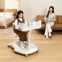 Ensemble de table d'étude pour enfants Tenwin 2805 en plastique, mobile, avec tiroir caché, hauteur réglable, bureau ergonomique pour l'école