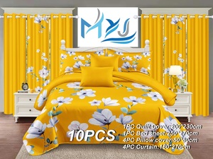 Ensemble de literie en polyester à imprimé de grandes fleurs vertes, 10 pièces, taille King - Product Image 5