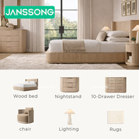 Ensemble de meubles de chambre à coucher modernes pour villa de luxe, lit en bois massif, cadre de lit en bois pour chambre d'hôtel et de villégiature, mobilier d'intérieur