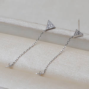S925 <b>Silver</b> Triangle Set Pearl <b>Chain</b> DIY Accessories with Earnail and Jade Support Fashion Chandelier <b>Earrings</b> 3278 - Product Image 5