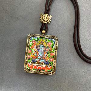 Douze zodiaque huit patron divinité scénique zone pendentif non peint à la main Thangka religieux alliage bijoux bouddha Souvenir enfants - Product Image 4