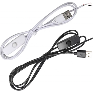 Cavi di Controllo <span class=keywords><strong>USB</strong></span> Premium 5V Bianco e Nero con Interruttore a Pulsante ON/OFF per Strisce LED, Facile Avvio di Dispositivi Digitali - Product Image 1