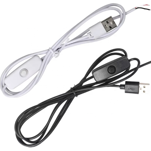 Hot Premium 5V Black White USB Push Button Switch Control Cables with ON/Off Switch for LED Strips Easy to Start Digital Devices