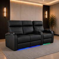 Canapé inclinable électrique intelligent multifonction moderne trois places en cuir véritable avec structure en bois et rembourrage en mousse à mémoire de forme extensible