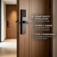 Serrure Intelligente Hôtelière en Gros en Acier Inoxydable Étanche HR TT Lock avec Empreinte Digitale, Clé et Mot de Passe pour Location et Maison Familiale