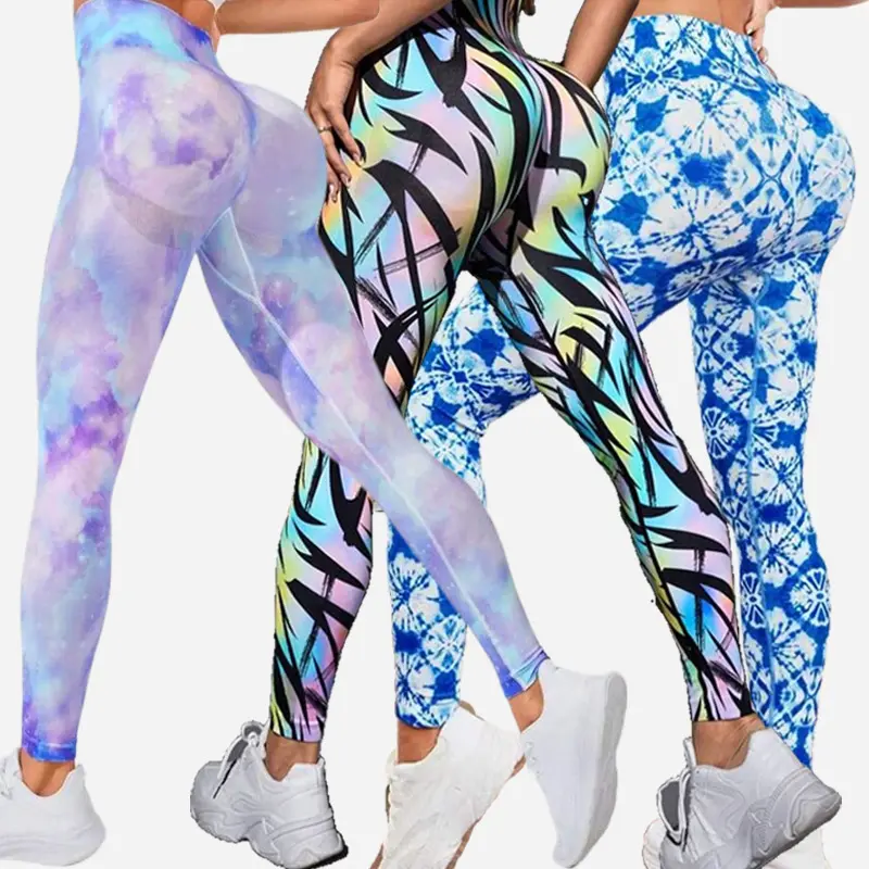 Hete Vrouwen Nieuwe Aankomst Sport Gym Leggings Tie Dye Hoge Taille Perzik Heup Sexy Fitness Yoga Broek