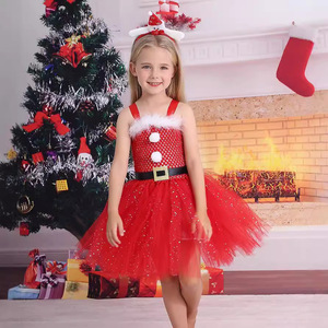 Tutú de Ballet Rojo Navideño, Disfraz de Elfo Navideño para Halloween, Vestido de Malla para Niña con Accesorios - Product Image 3
