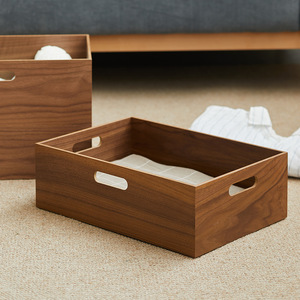 Solid Wood Desktop Organizer <b>Box</b> Natural Black Walnut Open Top With Compartments For <b>Makeup</b> Storage - Product Image 1