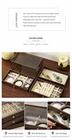 Boîte de rangement pour bijoux en bois de noyer de luxe, avec doublure en velours doux, anti-poussière, pour bagues, boucles d'oreilles, colliers