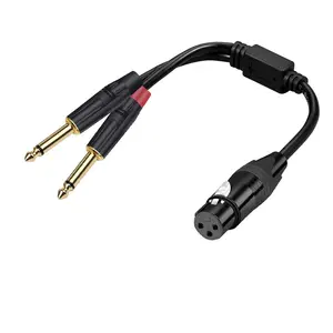 Doonjeiy High quality XLR female to dual 6.35mm 1/4 TS male mic audio Y splitter cable mono Jack Audio Converter