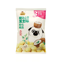 Cheese-Plan 65g Rasa Teh Putih Kelapa, Bebas Trans-Fat, Jagung Mengembang, Camilan Biji-Bijian Semi-Lunak, Siap Sajikan KTV