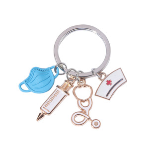 Porte-clés médical personnalisé OEM en émail, breloques infirmière et médecin, seringue, stéthoscope, masque, cadeau pour les professionnels de la santé (RN) - Product Image 2