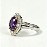 Bague en argent sterling 925 avec améthyste naturelle violette profonde, bijoux en gros pour femmes, cadeau de fête ou d'anniversaire