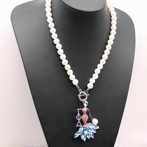 设计师联谊会伽玛披三角洲女士符号珠光吊坠装饰粉色和蓝色符号GPD索罗项链 - Product Image 5