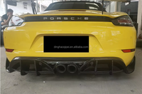 Diffuseur arrière en fibre de carbone véritable style PD pour Porsche 718 Boxster, lèvre de pare-chocs arrière
