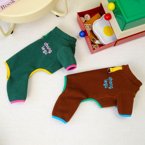 Baju monyet anjing peliharaan, jumpsuit anjing flanel 4 kaki gaya sederhana musim gugur musim dingin - Product Image 3