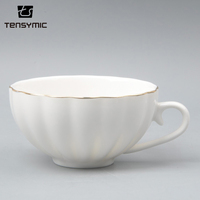 Offre Spéciale tasse à café expresso sublimée de 8 oz pour thé au lait tasse en céramique blanche personnalisée avec rebord doré