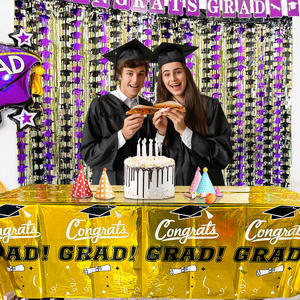 Manteles de Graduación Gatherfun, Decoraciones para Mesa de Fiesta, Plástico Impermeable, Rectangulares, Artículos para Fiesta de Graduación, 54x108 pulgadas - Product Image 3