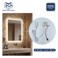 Guangshuo 12V 1A 12W CCT Double Couleur LED Interrupteur Tactile Miroir Variateur de Luminosité Continu avec Capteur pour Miroir de Salle de Bain