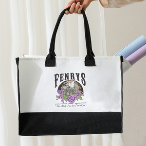 Sac de plage en toile personnalisé grand format avec motif « I Am Here I Am With You Throne Of Glass Merch », cadeau monogrammé - Product Image 4