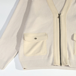 Suéteres con logotipo personalizado para hombre, cárdigan de punto con cremallera, cuello en V, prendas de punto de manga larga, cárdigans de invierno, suéter de punto de algodón para hombre - Product Image 3