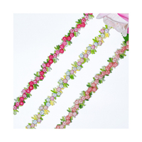 LEIXUSI Ruban de dentelle brodé marguerite colorée de 1,5 cm, ruban floral pour colliers DIY, accessoires pour cheveux, vêtements pour enfants