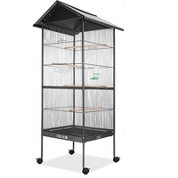 Dach Vogel Papagei Käfig Rad beweglicher Draht Stahl Vogelkäfig Rest Bett Fütterung Drink Bowl Pet Cage