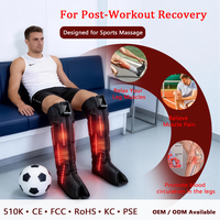 Bottes de massage des jambes sans fil à compression d'air, lumière rouge 660nm 850nm, 5 chambres, chaleur et vibration, rechargeables pour la relaxation à domicile