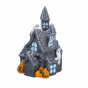 Décoration d'Halloween : Ensemble de figurines en résine (Maison, Araignée, Chauve-souris, Citrouille) pour intérieur et extérieur - Product Image 5