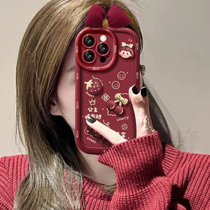 Cover per telefono cellulare in stile TPU con fiocco rosso alla moda per bambola carina per <span class=keywords><strong>Iphone</strong></span> 6 7 8 Plus X Xr XS 11 <span class=keywords><strong>12</strong></span> 13 14 15 16 Pro Max - Product Image 3