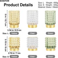 Ensemble de supports de pinceaux de maquillage de luxe Hobnail en verre vert écologique, robuste, 2 pièces, base dorée, design rétro à pois, multi-usages
