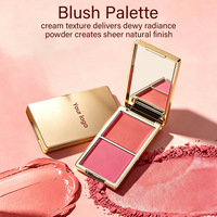 Palette de blush crème double teinte et de contouring |   Maquillage pour le visage à haute pigmentation, changeant de couleur, longue tenue, estompable, avec miroir intégré