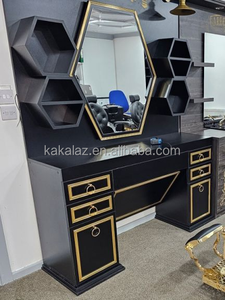 Bằng Gỗ Cổ Điển Người Đàn Ông Của Phong Cách Châu Âu Cắt Tóc Cửa Hàng Gương Bảng Cắt Tóc Ghế Với Ánh Sáng - Product Image 3